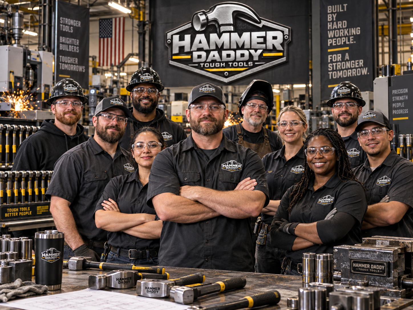 The Hammer Daddy Tools team in their workshop